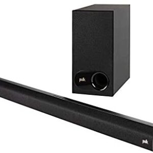 Polk Audio Signa S2 Ultra-Slim TV Sound Bar Works with 4K and HD TVs Wireless Subwoofer Includes HDMI and Optical Cables Bluetooth Enabled, Black