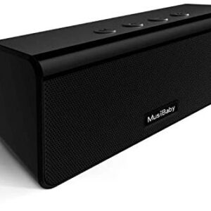 Bluetooth Speaker,MusiBaby M71 Speaker,Outdoor,Portable,Waterproof,Wireless Speaker,Bluetooth 5.0,Dual Pairing,Loud Stereo Booming Bass, 24H Playtime for Home,Party(Black)