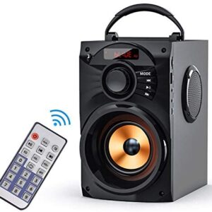 EIFER Portable Bluetooth Speakers Subwoofer Heavy Bass Bluetooth Speaker Wireless Rechargeable Speaker Line in Speakers Remote Control FM Radio TF Card for Room Home Party Phone PC (Black)