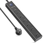 Surge Protector Energy Strip with USB, AUOPLUS 10FT Outlet Strip, 6 Outlet and 4 USB Charger,[Flat Plug/Wall Mountable], 1250W/10A/1050J, Lengthy Extension Twine for Pc iPhone Dwelling Workplace Dorm