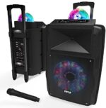 Wi-fi Moveable PA Speaker System – 700 W Battery Powered Rechargeable Sound Speaker and Microphone Set with Bluetooth MP3 USB Micro SD FM Radio AUX 1/4″ DJ lights – For PA / Get together – Pyle PSUFM1280B