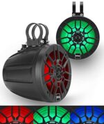 BOSS Audio Methods B6RGB ATV UTV Marine Roll Cage Waketower Speaker Pods – IPX6 Rated Weatherproof, Amplified, 6.5 Inch, Full Vary, 2 Means, Bluetooth, RGB LED Illumination, Aux in, Bought in Pairs